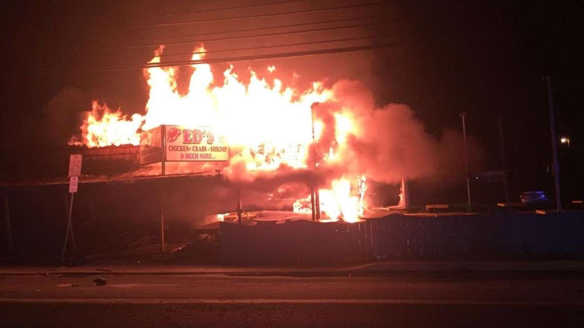 Fire started at Ed's Chicken and Crab restaurant in Dewey Beach in August when a 2013 Mini Cooper crashed through the restaurant. (photo courtesy Dewey Beach PD)