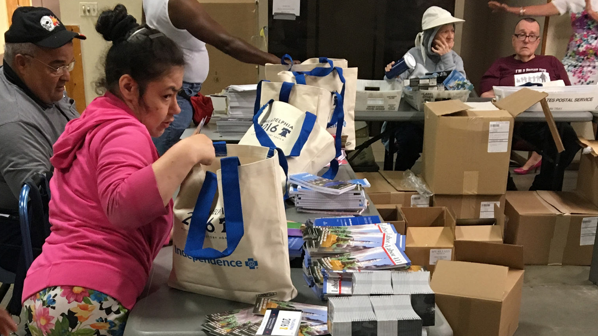 Clients of the Arc of Somerset County’s Branchburg Adult Training Center assemble about 10