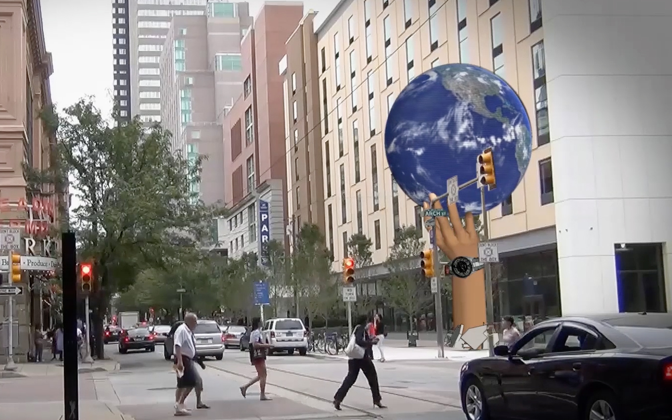  Proposed UED globe at 12th and Arch streets in Philadelphia.  (Image courtesy of Catalyst Outdoor) 