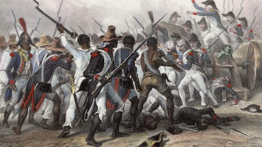 haitian_revolution_1200x675 Images like these, depicting the Battle of Vertières, a major battle of the Second War of Haitian Independence, fueled fears of slave rebellion in the United States. (Wikimedia Commons)