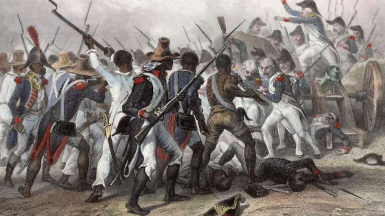  Images like these, depicting the Battle of Vertières, a major battle of the Second War of Haitian Independence, fueled fears of slave rebellion in the United States. (Wikimedia Commons) 
