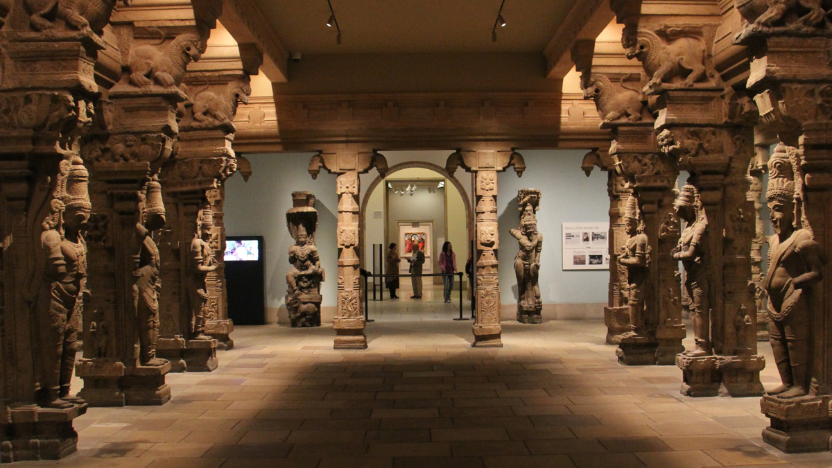 Temple Hall was once thought to be located deep within a Krishna-Vishnu temple in South India, so for 75 years it was displayed in solemn darkness. (Emma Lee/WHYY)
