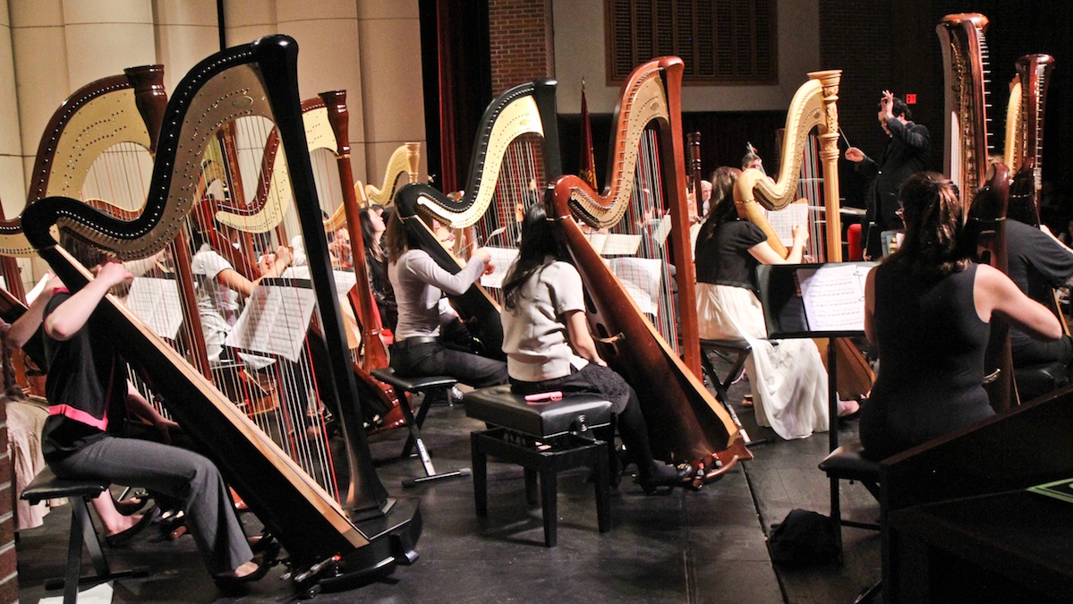 Over 2000 strings were plucked and strummed at the Philadelphia Orchestra's Harp PlayIN this past weekend. (Kimberly Paynter/WHYY)