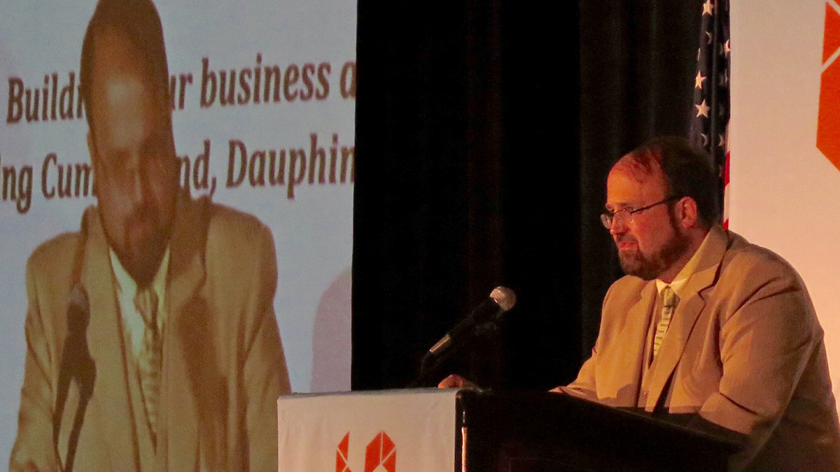 Harrisburg Mayor Eric Papenfuse speaks during his State of the City address on Wednesday