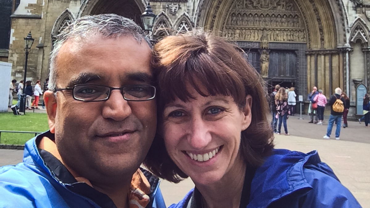 Dr. Ashish Jha and his wife Deborah Stump. (Courtesy of Ashish Jha)
