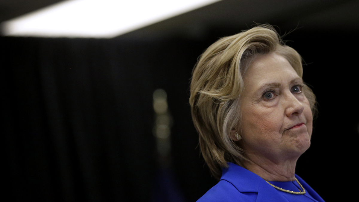 Democratic presidential candidate Hillary Clinton is shown speaking at a health center in Kentucky in May. (AP Photo/Patrick Semansky