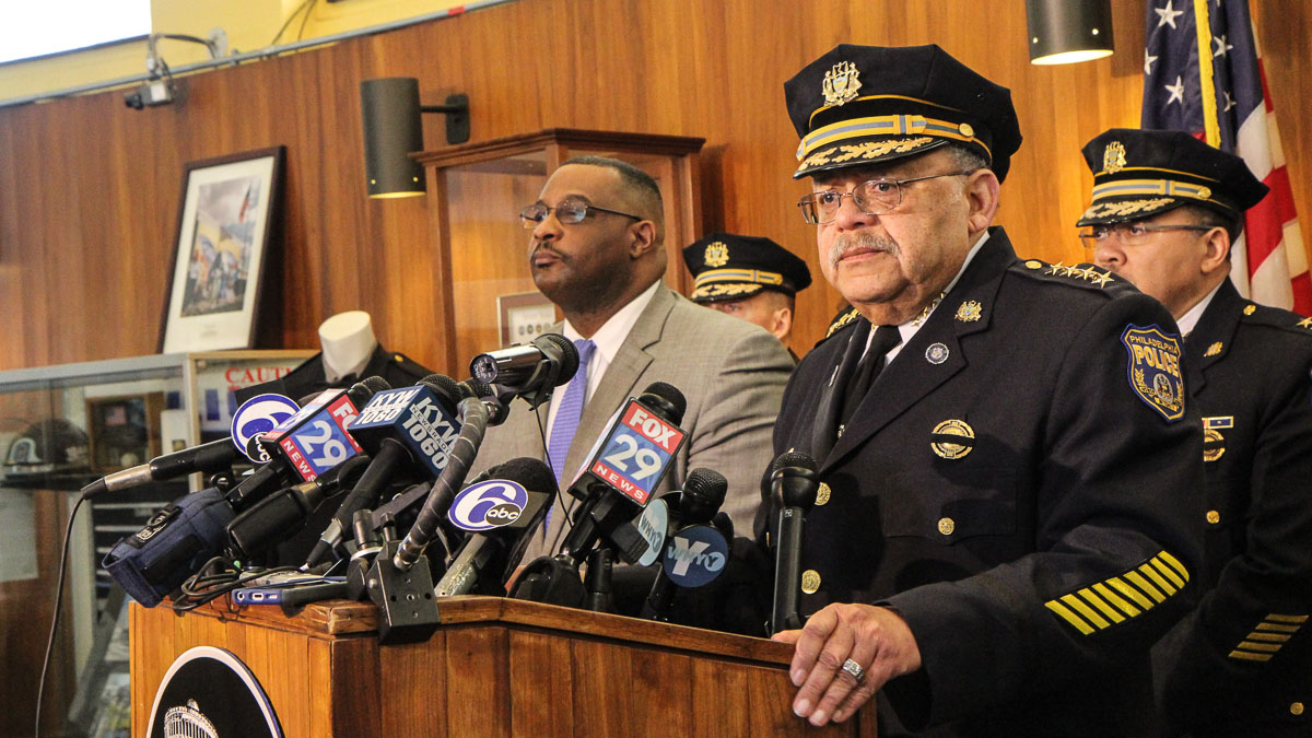  Police Commissioner Charles Ramsey asks for prayers and support for the family of slain police officer Robert Wilson. (Kimberly Paynter/WHYY) 