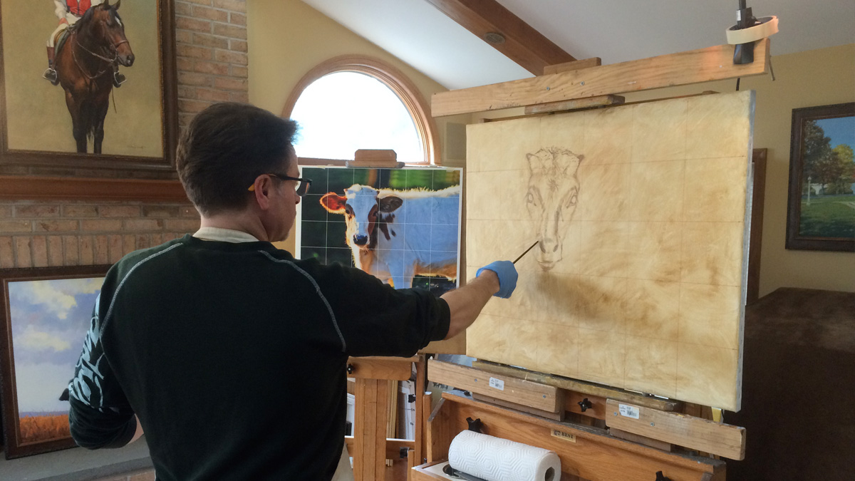  Artist Shawn Faust at work in his Bear, Delaware studio (Brian Drouin/ NewsWorks) 
