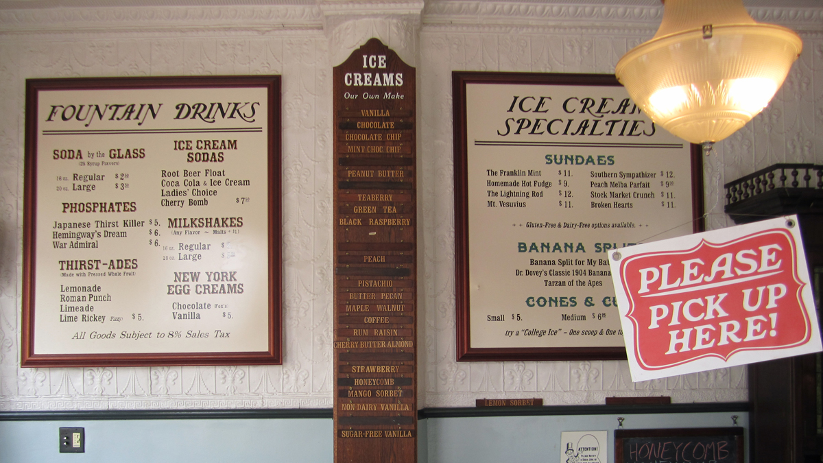  Sometimes a woman just needs a mint chocolate chip cone. There it is, where it belongs, near the top of the list at Old City's Franklin Fountain. (Image courtesty of Eric Berley) 