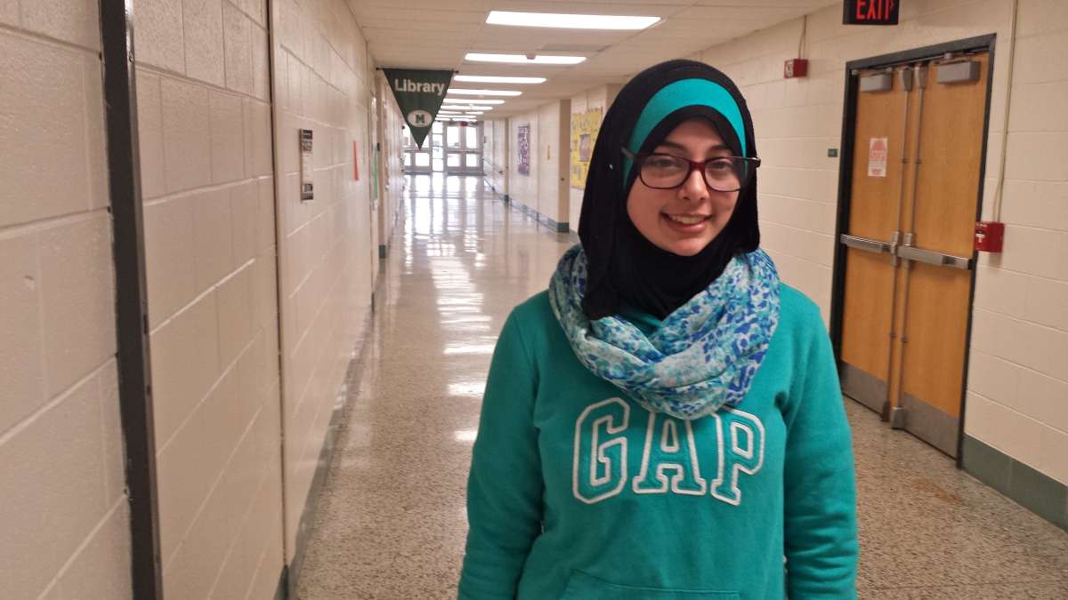 Kisha Manasrah, a senior at Kensington Heath Sciences Academy, was impressed by the facilites at Methacton High School.