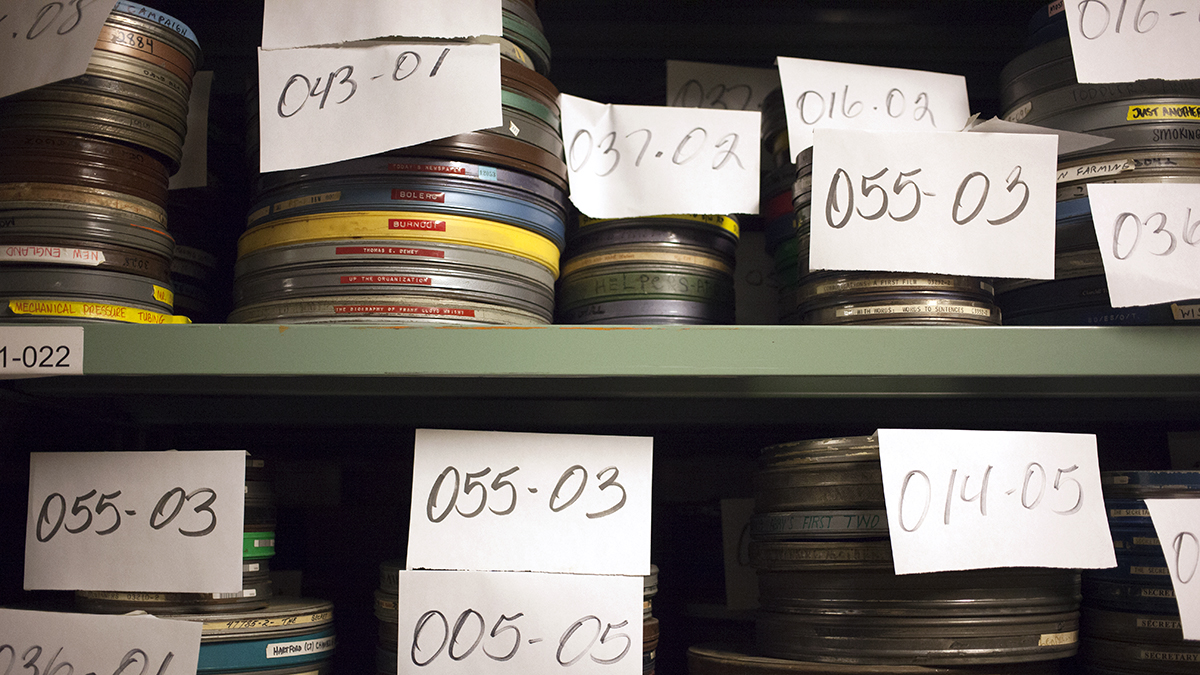 Reels of film wait to be catalogued in one of the Library of Congress warehouses. (Irina Zhorov/The Pulse)