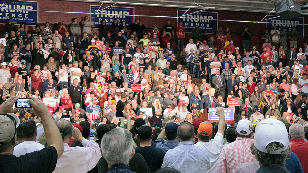 At a rally Monday in Ambridge