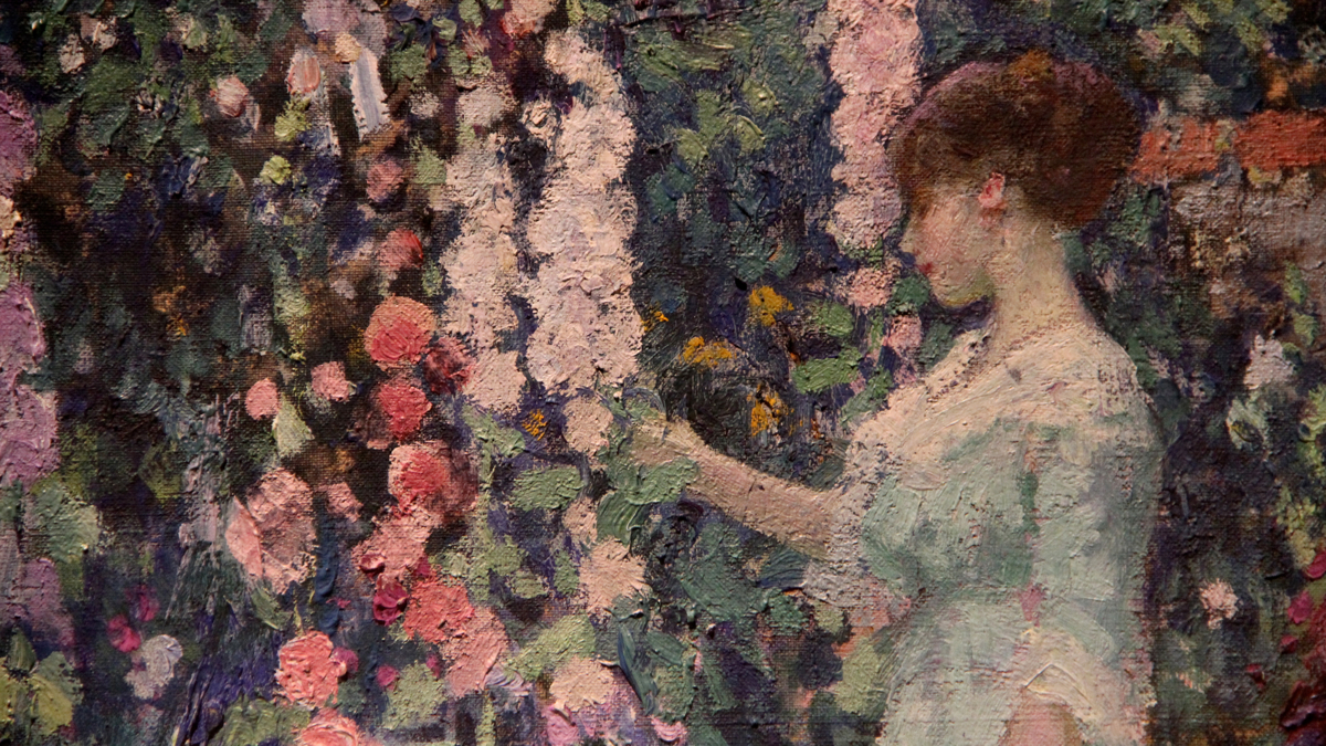 Hollyhocks, 1911, by Frederick Carl Frieseke. (Emma Lee/WHYY)