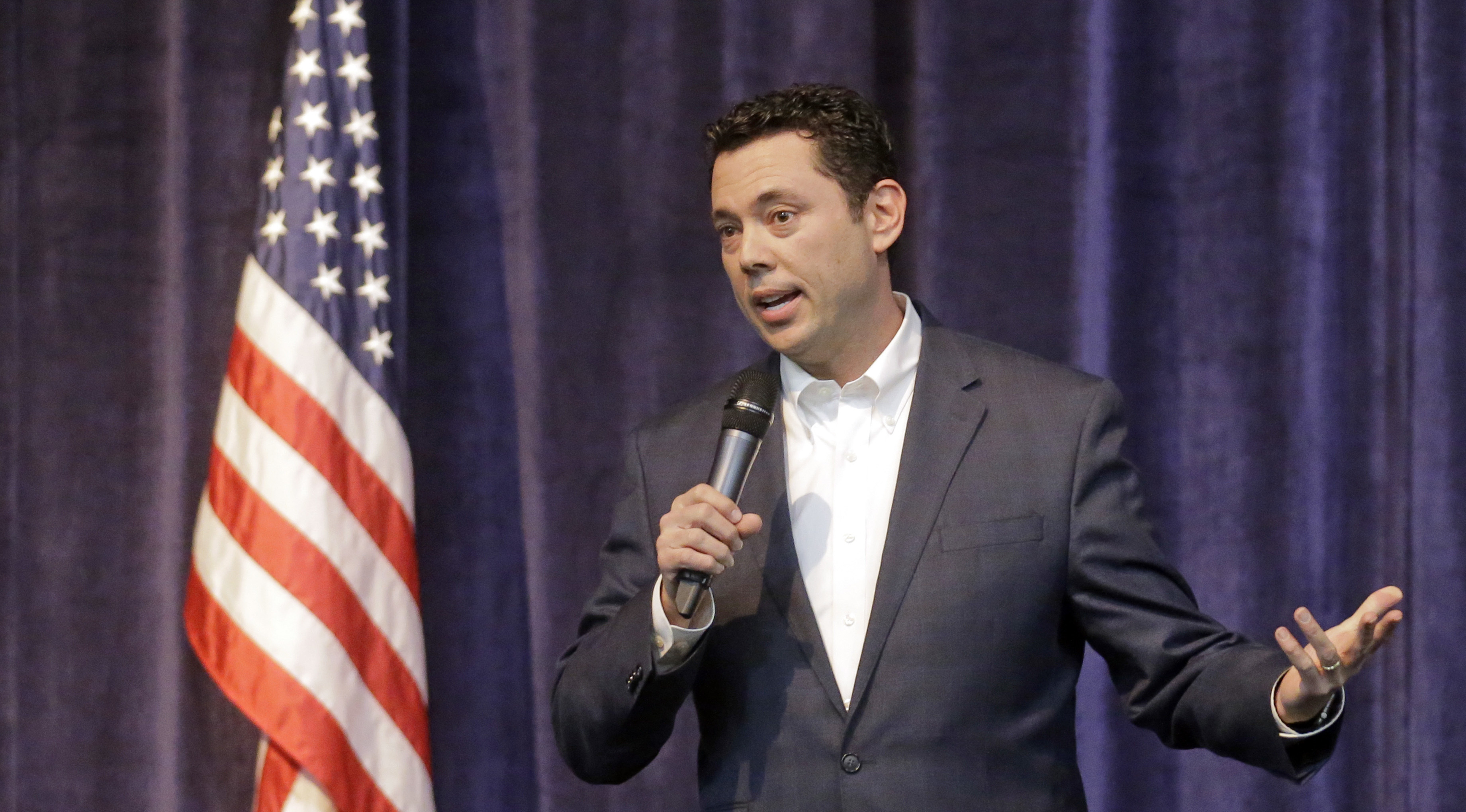 U.S. Rep. Jason Chaffetz is shown speaking at a town hall meeting in Utah in February. (AP Photo/Rick Bowmer