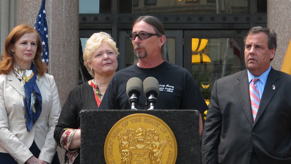  Mark Lunsford speaks at the New Jersey State House during the signing ceremony for Jessica's Law, named after his daughter who was raped and murdered in Florida. (Phil Gregory/WHYY) 