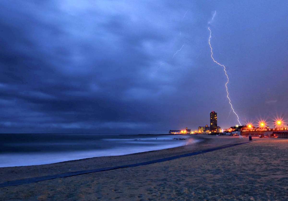 Allenhurst Beach Club looking south into Asbury Park by Tom Berg Photography in early July 2014.