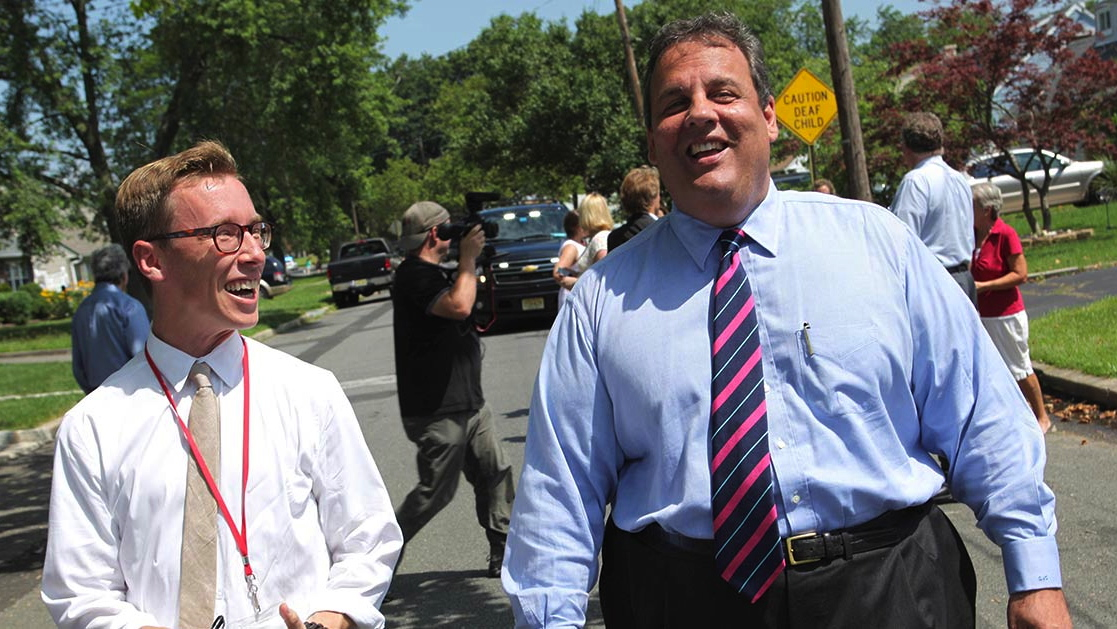  WNYC reporter Matt Katz (left) has been covering New Jersey Gov. Chris Christie for four years. (Photo courtesy of Tim Larsen/Governor's Office) 