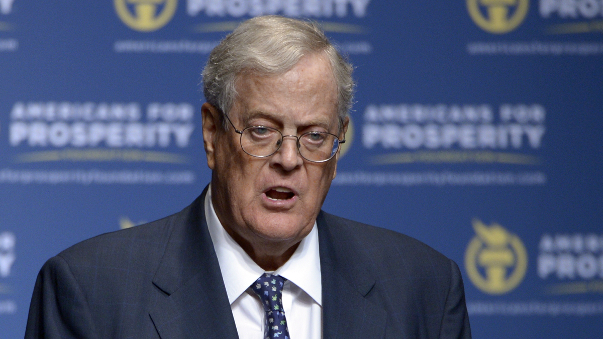  In this Aug. 30, 2013, photo, Americans for Prosperity Foundation Chairman David Koch speaks in Orlando, Fla. (AP Photo/Phelan M. Ebenhack, File) 