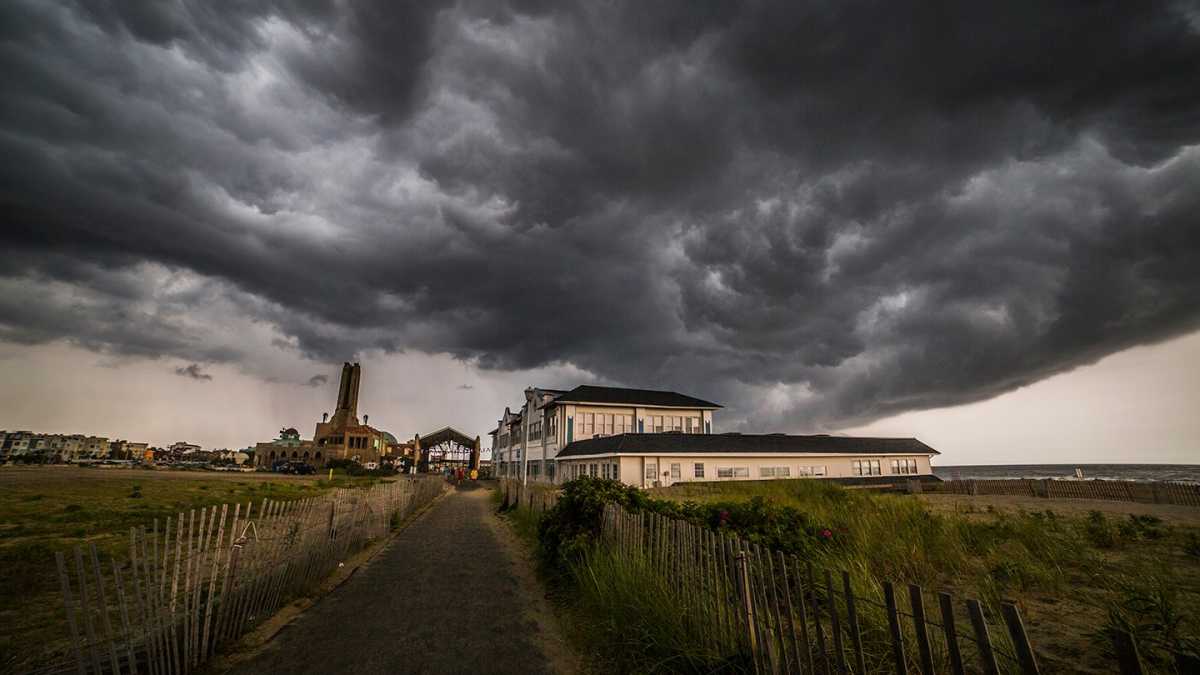 Storm clouds over Asbury Park during a July 30