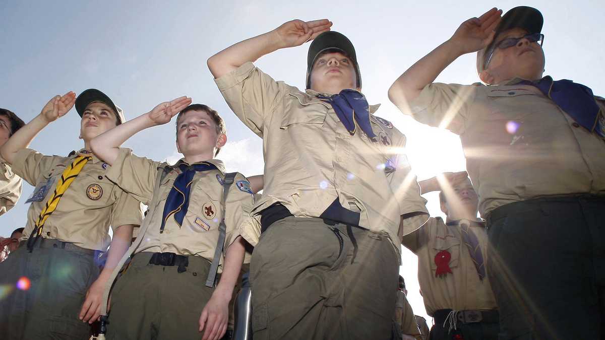  Boy Scouts salute the 2011 New Jersey Boy Scouts Camporee in Sea Girt. (Mel Evans/AP Photo, file)  