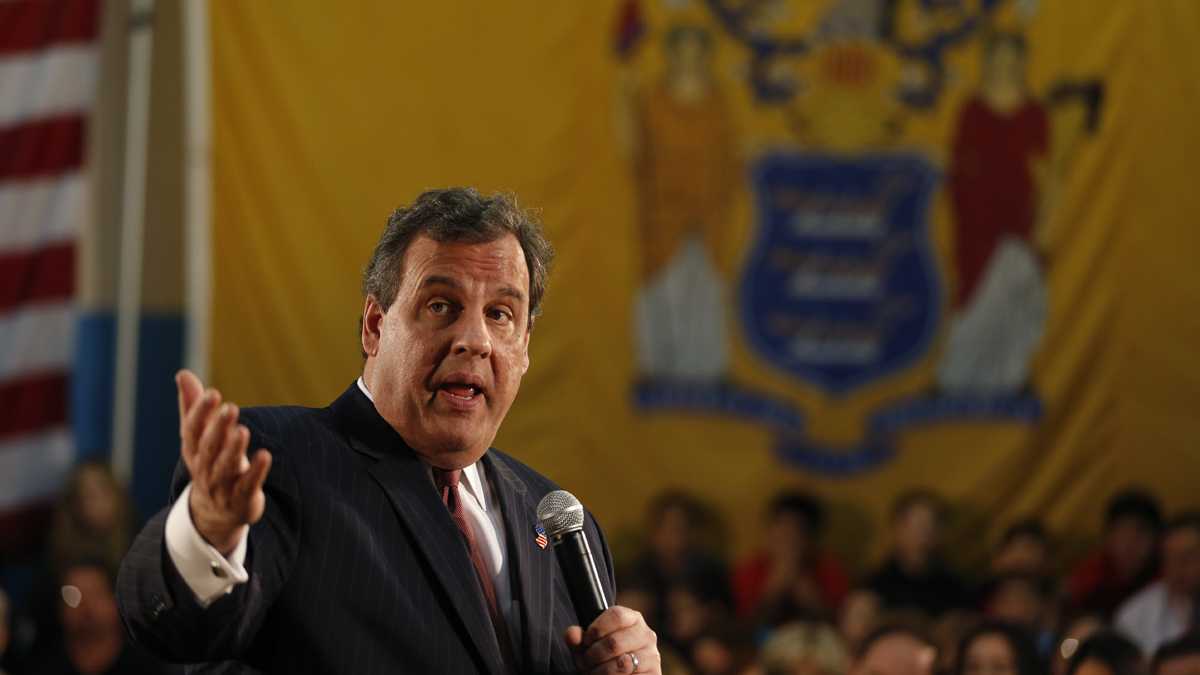 New Jersey Gov. Chris Christie talks during a town hall meeting on April 9
