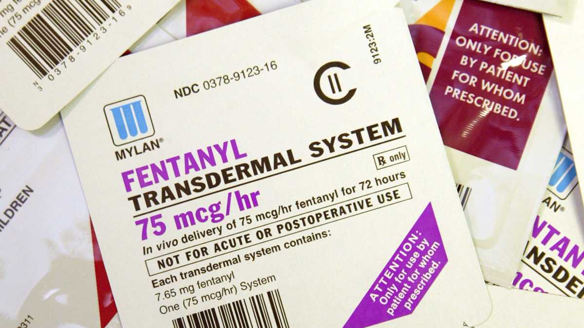 This file photo shows different brands and dosages of Fentanyl patches used to treat end-stage cancer patients. It is considered 80 times more powerful than morphine and can kill by inhibiting breathing. (Tom Gannam/AP Photo)