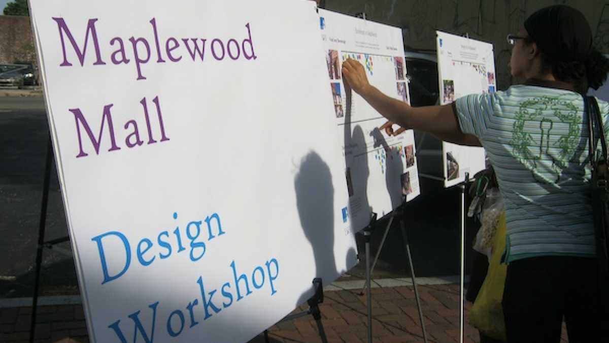   At a June 2013 block party, the underlying premise was to get locals thinking about what they'd like to see Maplewood Mall become. (Alaina Mabaso/for NewsWorks)  