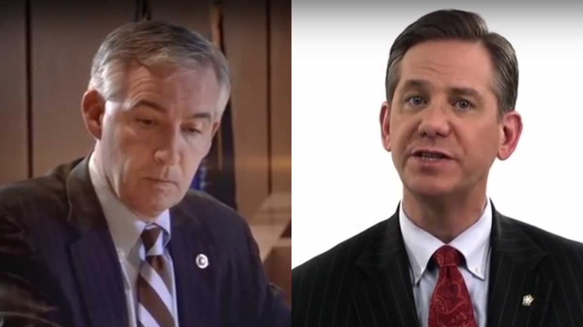  Montgomery County First Assistant District Attorney Kevin Steele, left, and Montgomery County Commissioner Bruce Castor are running to be the county district attorney. Castor backed out of a debate with Steele Wednesday.  