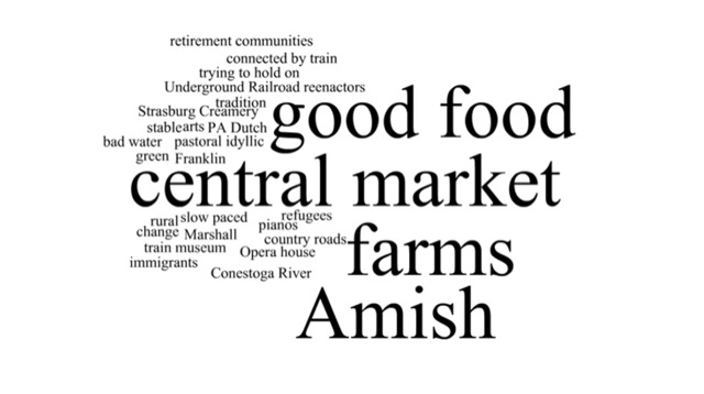  In a word cloud, the larger a particular word is, the more it was mentioned. (Word cloud by Penn Project for Civic Engagement)  