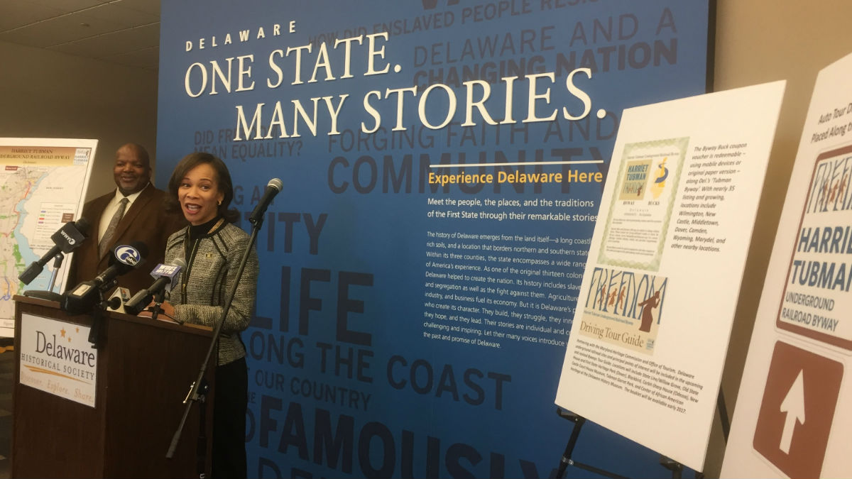 U.S. Rep-elect Lisa Blunt Rochester spoke at the Mitchell Center for African American Heritage. (Newsworks/Zoe Read).