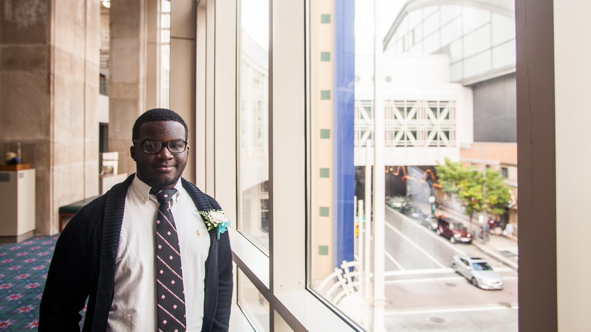  Chris Felix, a senior at Northeast High School, has earned a full scholarship to Lafayette College. (Brad Larrison/for NewsWorks) 
