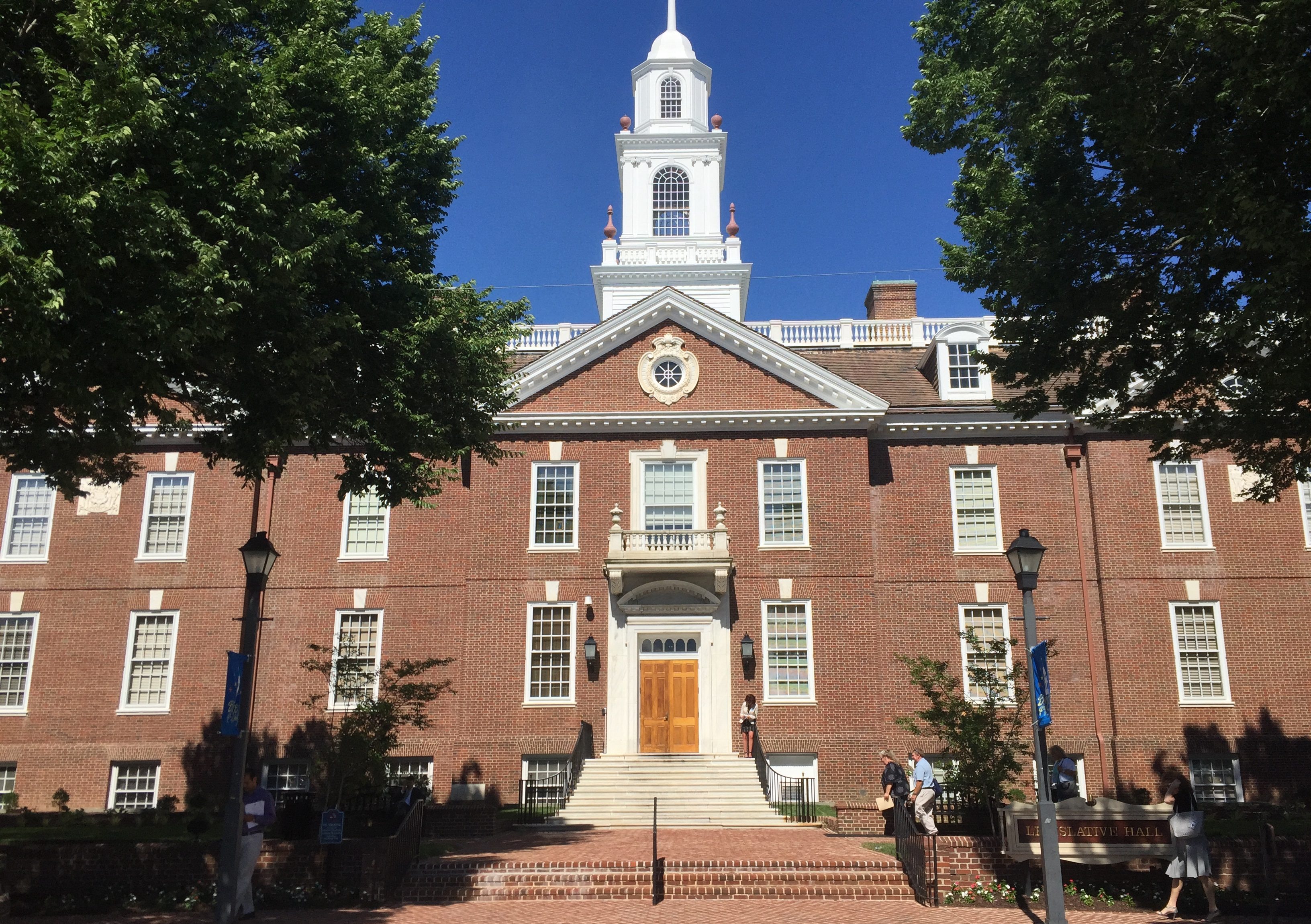 The exterior of Legislative Hall in Dover.