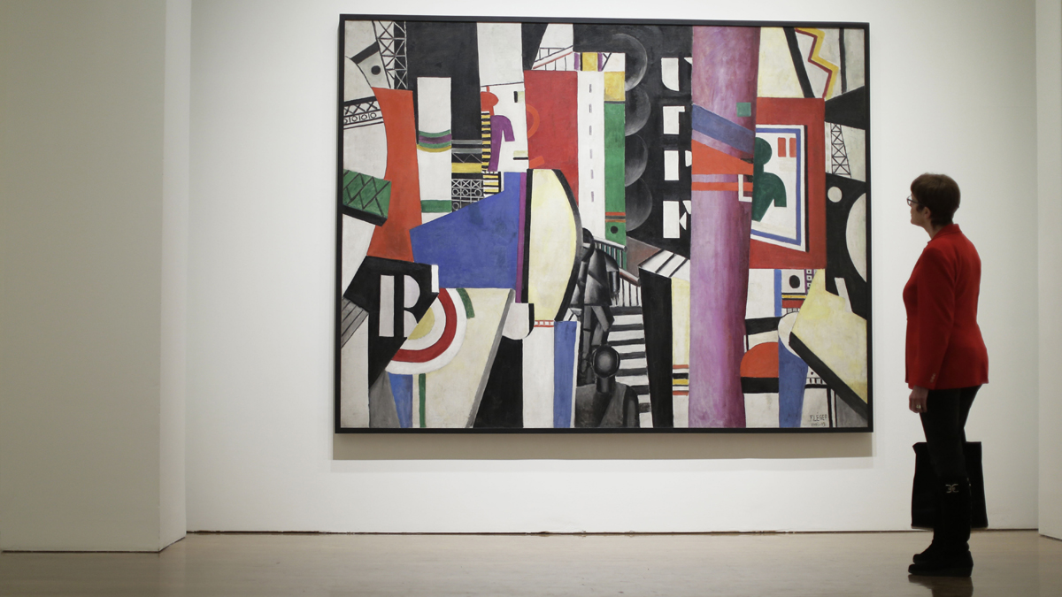  A visitor to the Philadelphia Museum of Art views the French painter Fernand Léger's 1919 painting 