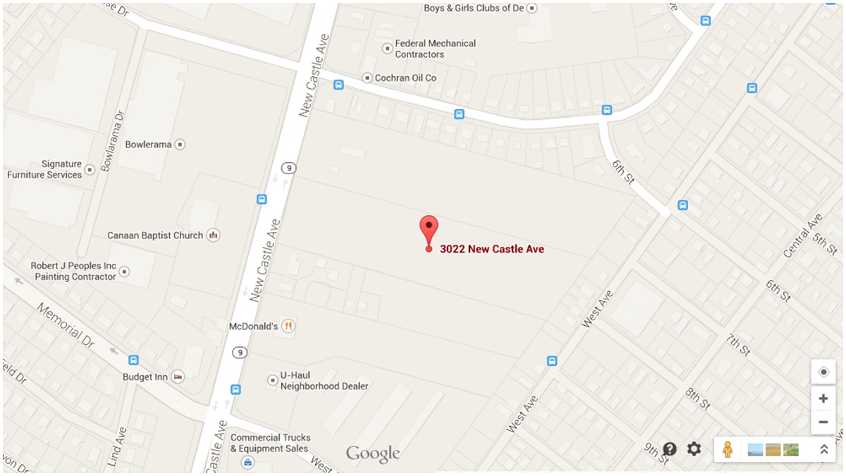 A Google Maps view of the parcel of land that will be used for the library project