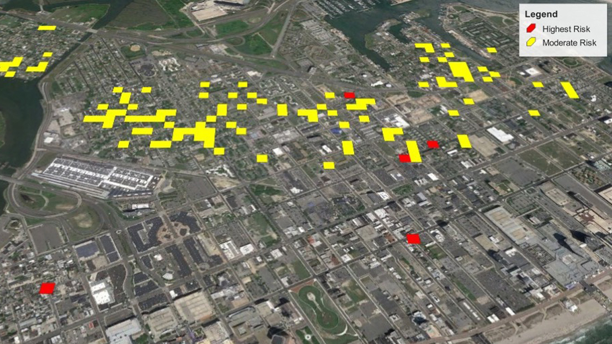 One example of predictive analytics through Risk Terrain Modeling. (Courtesy of Joel Caplan of Rutgers University)