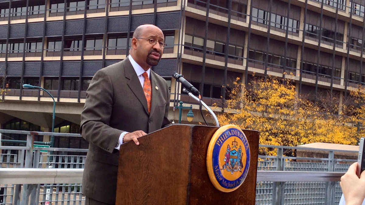  Mayor Michael Nutter first announcing the Startup PHL program in October 2012. (Zack Seward/WHYY, file) 