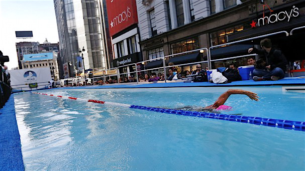  Extreme swimmer Diana Nyad completed a 48-hour swim for Sandy relief this morning, raising more than $100,000. / AP photo by Jason DeCrow 