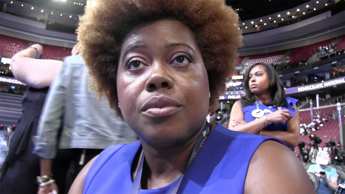 Pennsylvania delegate Melissa Robbins at the  Democratic National Convention (Solomon Jones for NewsWorks)