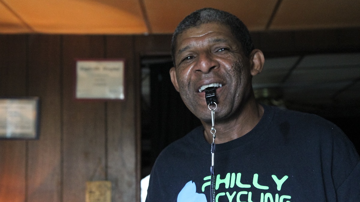 Melvin Moore has lived in Manayunk for 55 years and takes great pride in the neighborhood's annual bike race. (Kimberly Paynter/WHYY)