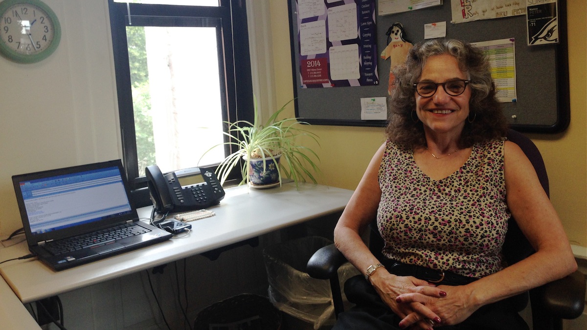  Nancy Peter in her office. (Michelle Barrett/for NewsWorks) 