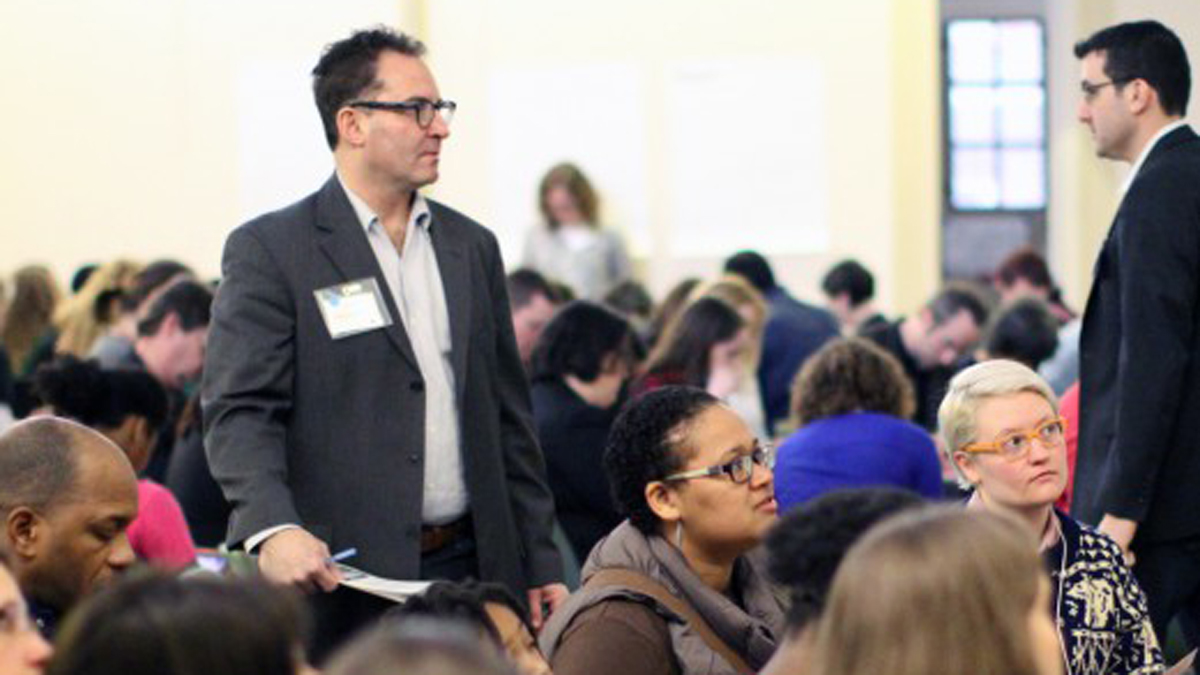  Jeff Hornstein, co-chair of the Philadelphia Crosstown Coalition Education Committee and president of the Queen Village Neighbors Association. (Lauren Summers/Philly School News) 