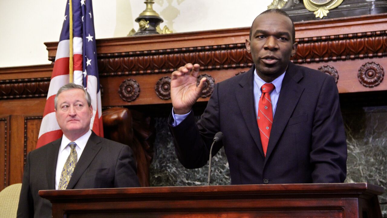  Sozi Pedro Tulante, right, is Mayor-elect Jim Kenney's pick to be Philadelphia's next city solicitor. (Emma Lee/WHYY) 
