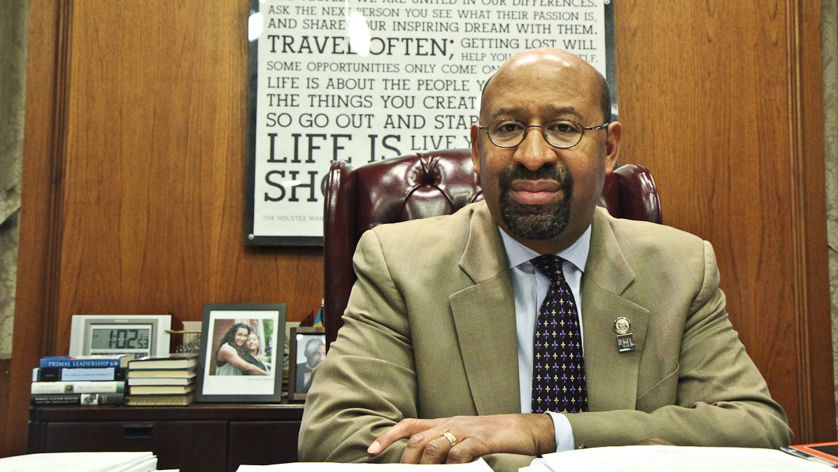  Mayor Michael Nutter had a lot to say about leadership and the challenges facing the next mayor of Philadelphia. (Kimberly Paynter/WHYY) 
