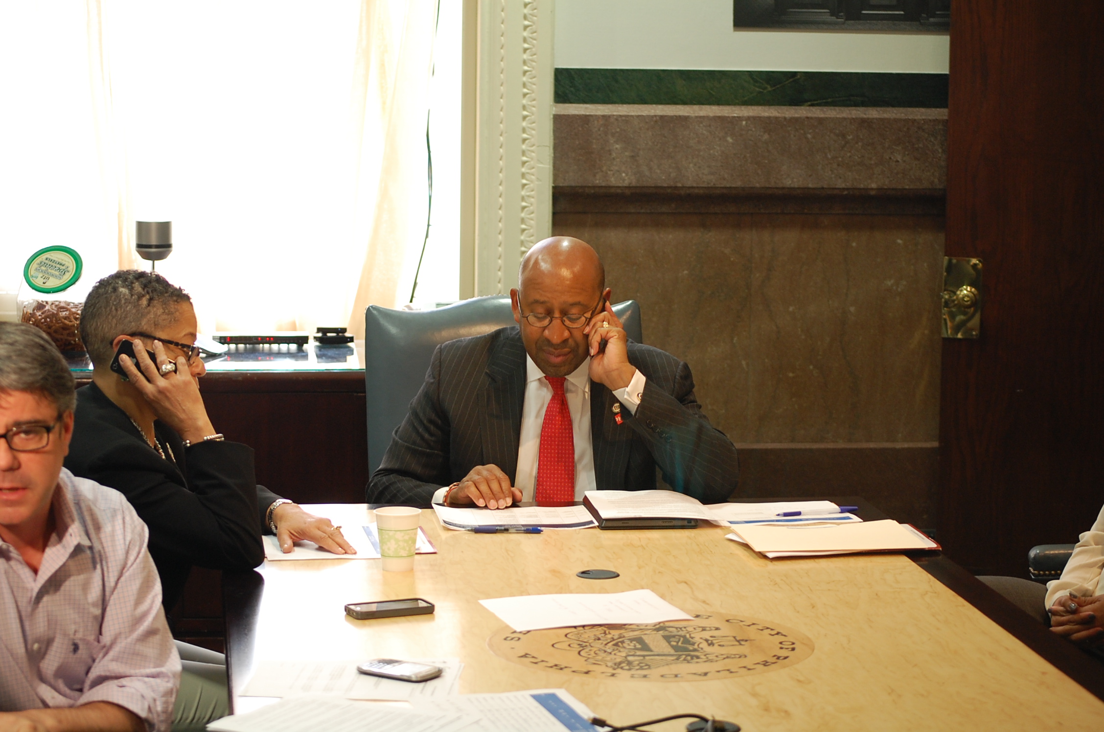  Mayor Nutter calls employers asking for summer jobs for youths (Tom MacDonald/WHYY)  