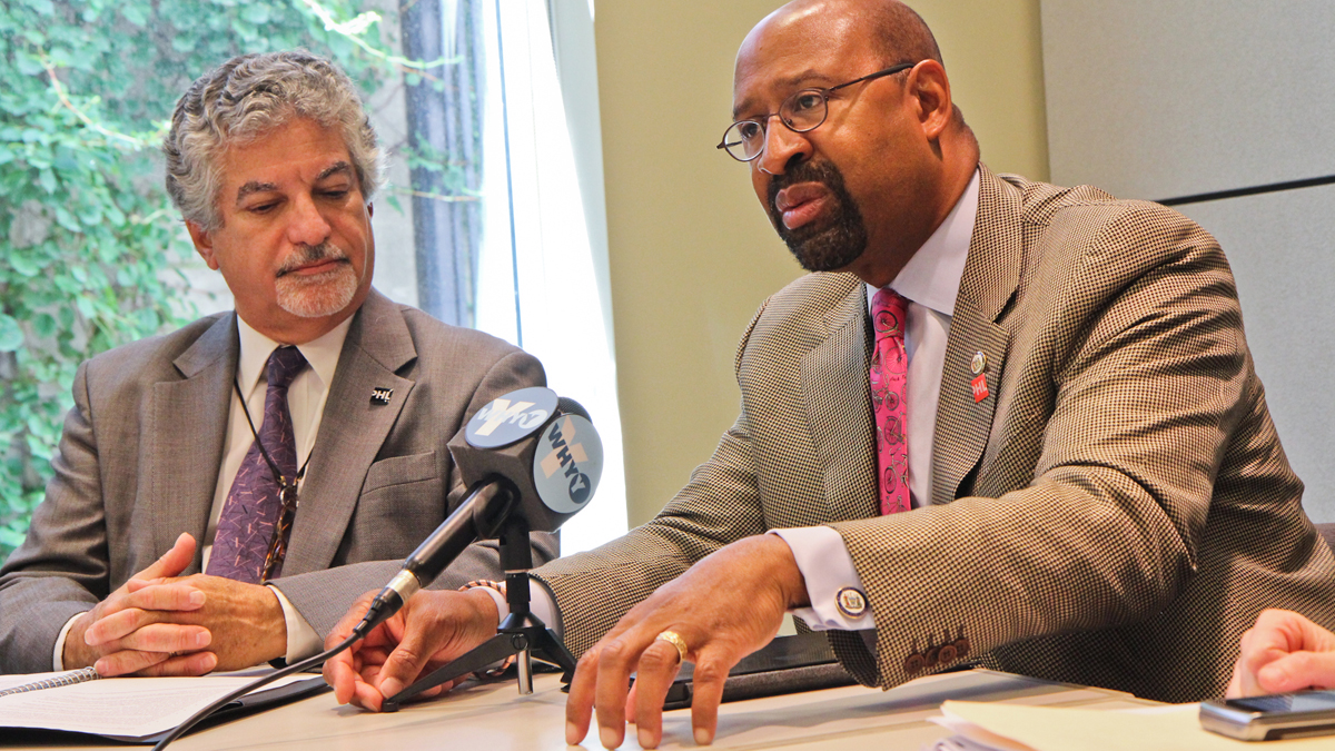  Mayor Nutter said he sees no major impact from keeping the city sales tax at 8 percent, while the suburbs have 6 percent. (Kimberly Paynter/WHYY) 