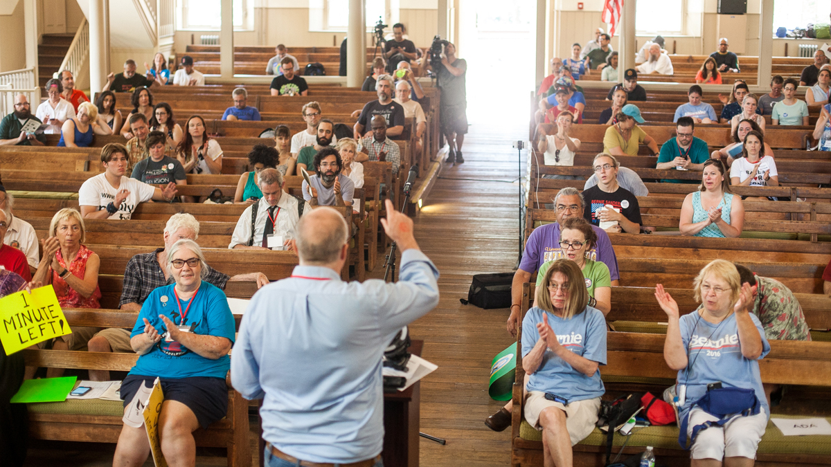 Voters unsatisfied with the Democratic Party Platform filled the Arch Street Meeting House for the People's Convention