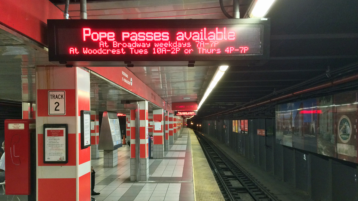  PATCO will sell tickets in its stations on the Saturday and Sunday of the pope's visit. (Joe Hernandez/WHYY) 