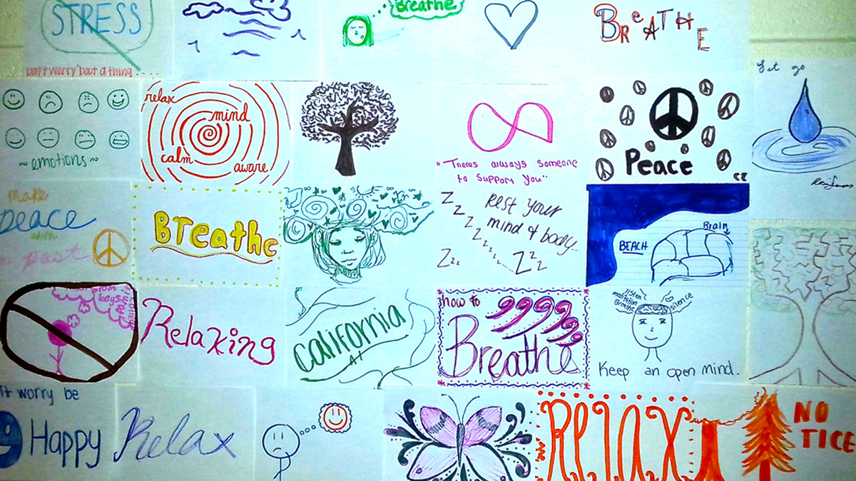 A student-made mindfulness quilt. (Photo courtesy of Trish Broderick)