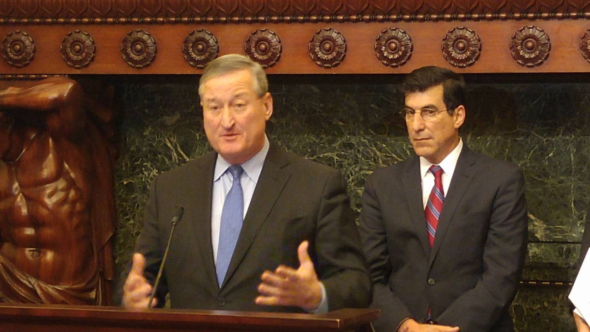 Philadelphia Mayor Jim Kenney speaks from City Hall in this Thursday, Jan. 21, file photo (Tom MacDonald/WHYY) 