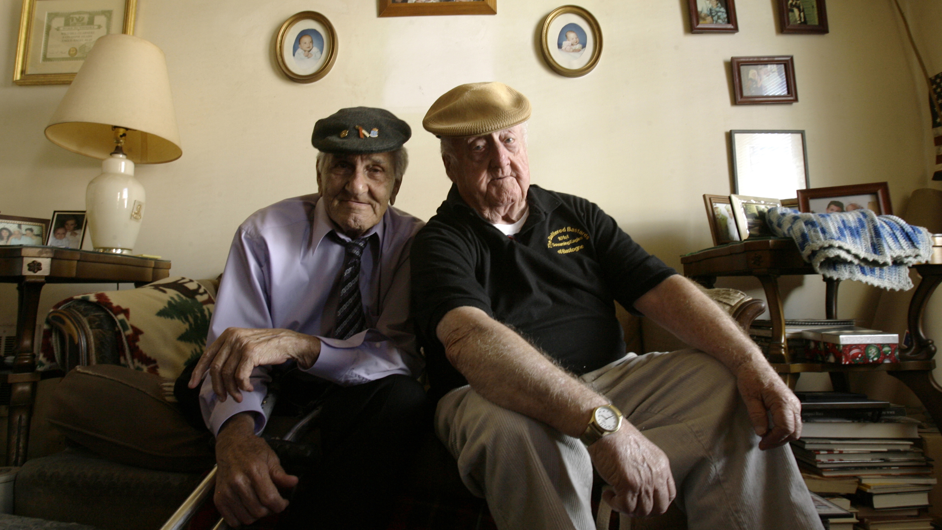  William 'Wild Bill' Guarnere (left) and Edward 'Babe' Heffron pose for a photograph in Philadelphia in 2007. (Matt Rourke/AP Photo) 